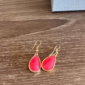 Chic Gold and Red Teardrop Earrings